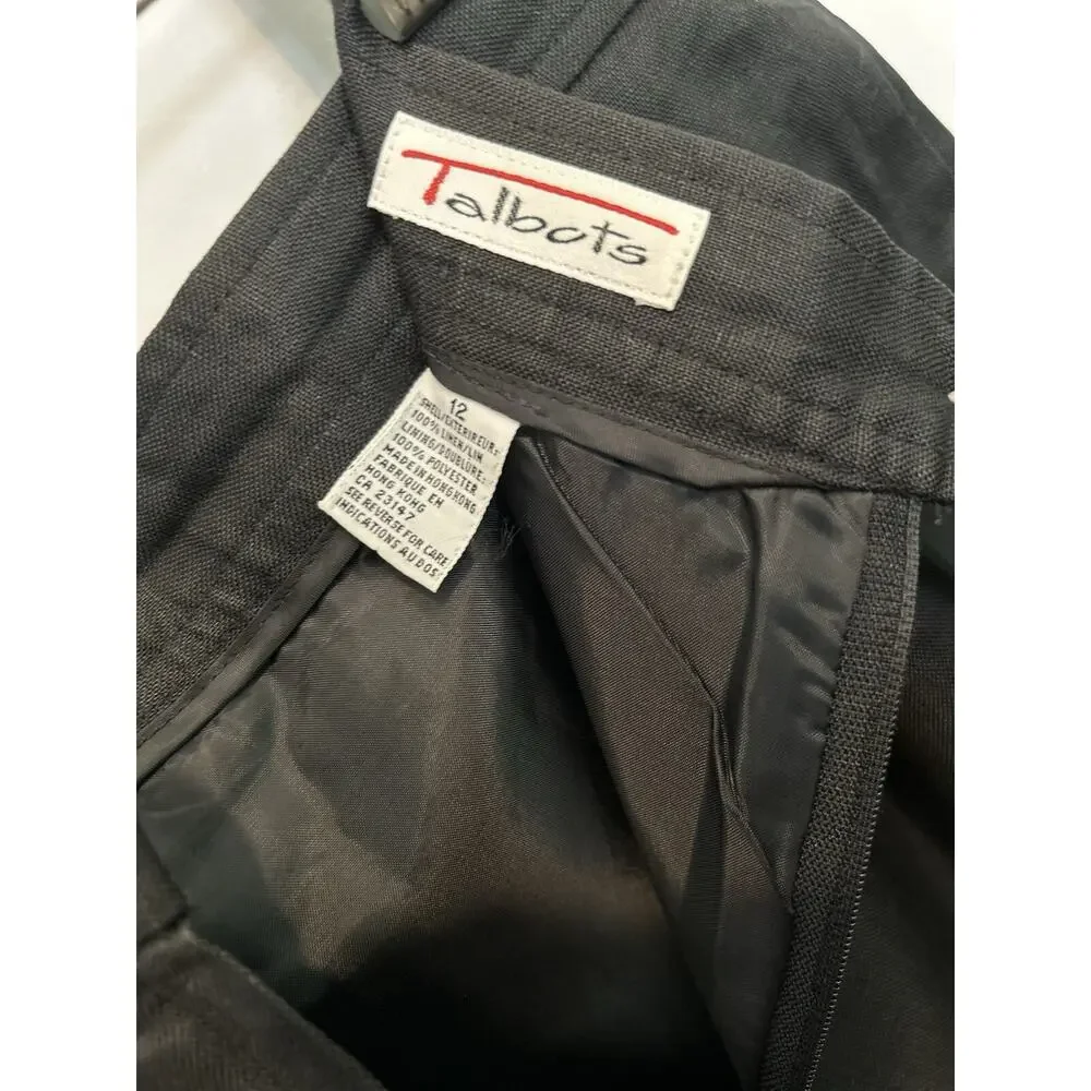Talbots A-Line 100% LINEN Skirt Size 12 Black Lined Office Minimalist Career - Picture 7 of 9